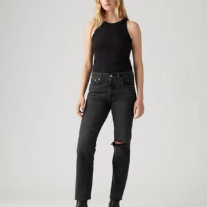 Levi's Faded Black Wedgie Straight Distressed Jeans - Size 26